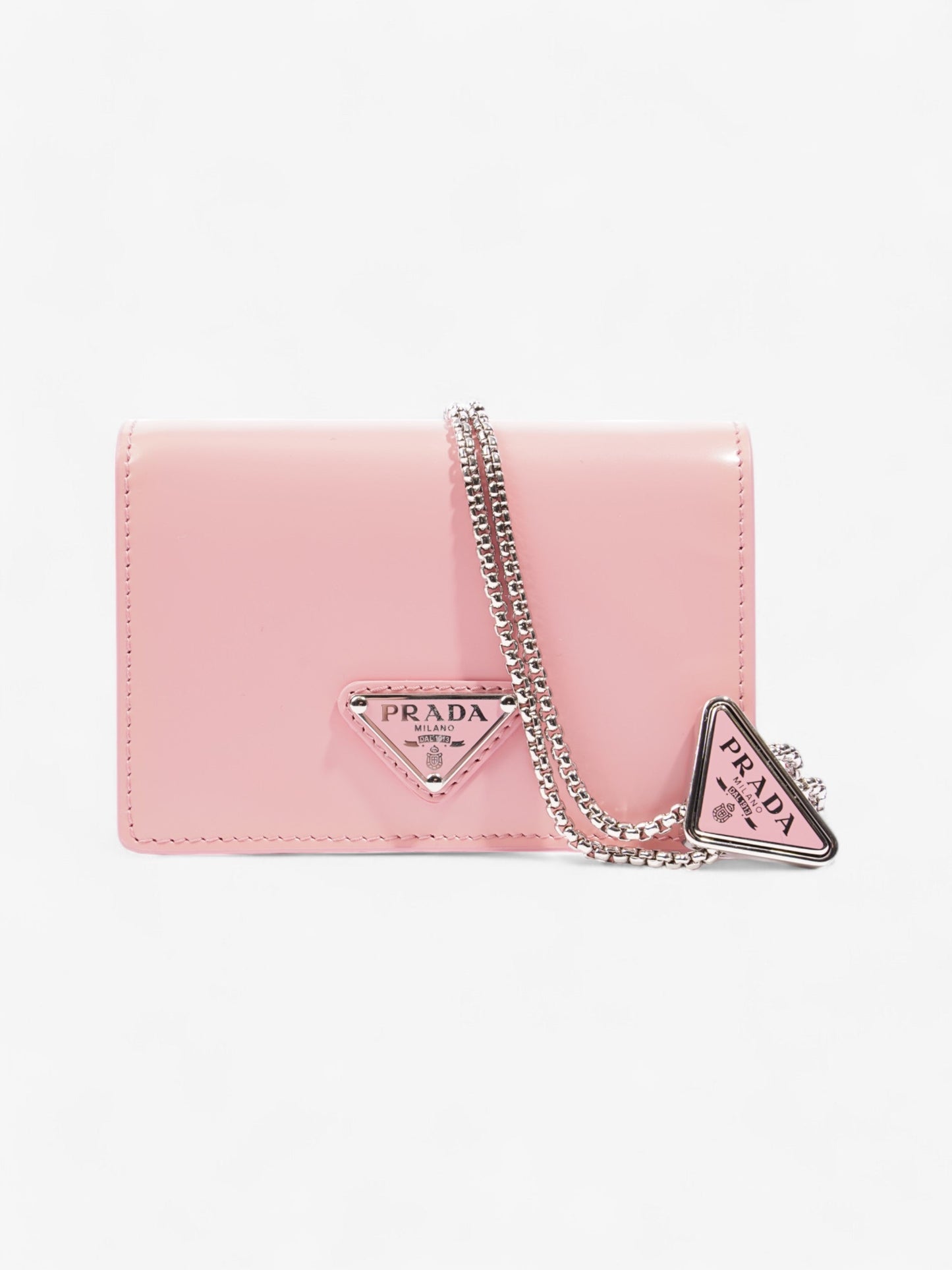 Prada Logo Wallet on Chain Pink Leather Mini