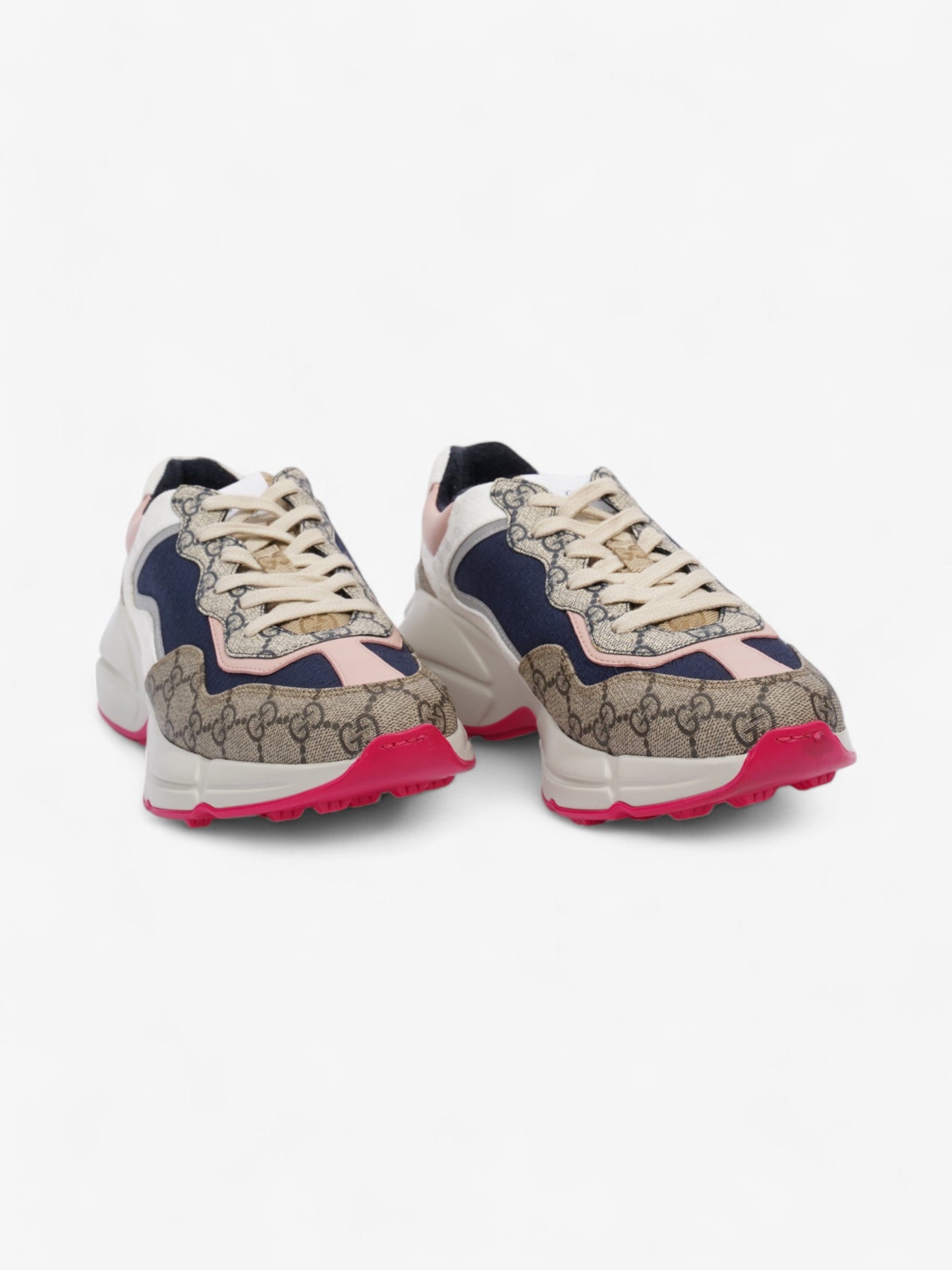 Gucci Rhyton Sneakers Beige  / Navy / Pink Canvas EU 41 UK 7