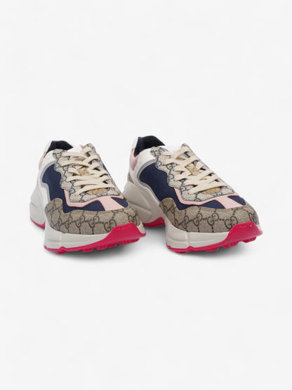 Gucci Rhyton Sneakers Beige  / Navy / Pink Canvas EU 41 UK 7