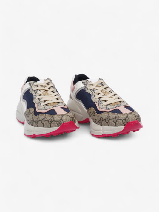 Gucci Rhyton Sneakers Beige  / Navy / Pink Canvas EU 41 UK 7