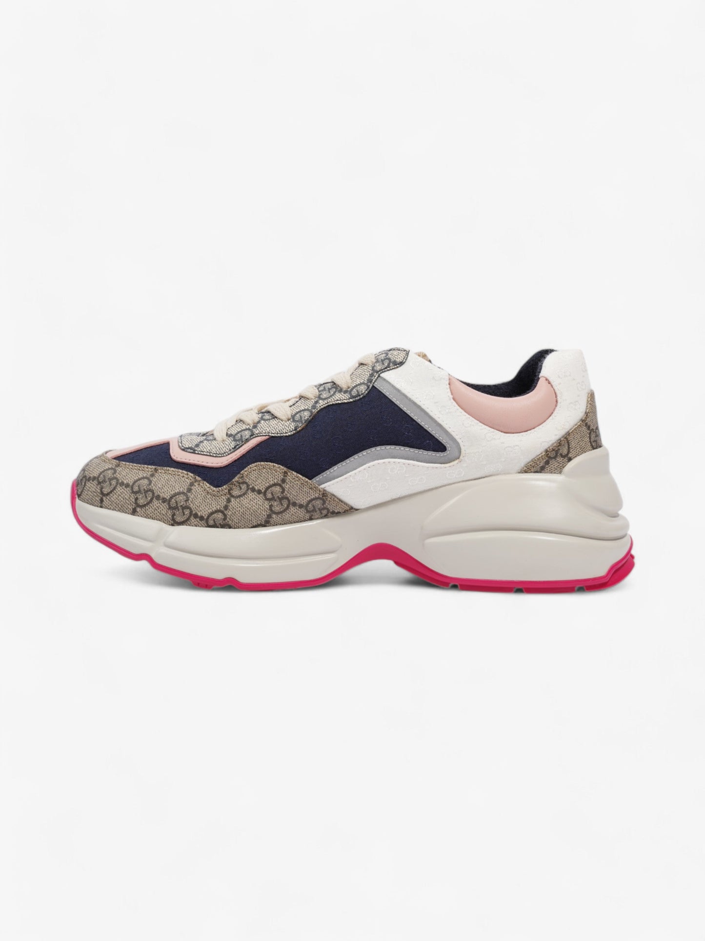 Gucci Rhyton Sneakers Beige  / Navy / Pink Canvas EU 41 UK 7