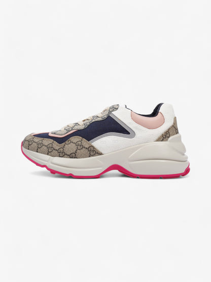 Gucci Rhyton Sneakers Beige  / Navy / Pink Canvas EU 41 UK 7