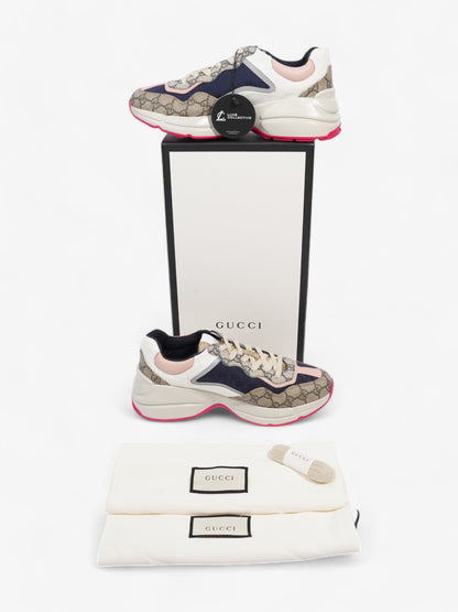Gucci Rhyton Sneakers Beige  / Navy / Pink Canvas EU 41 UK 7