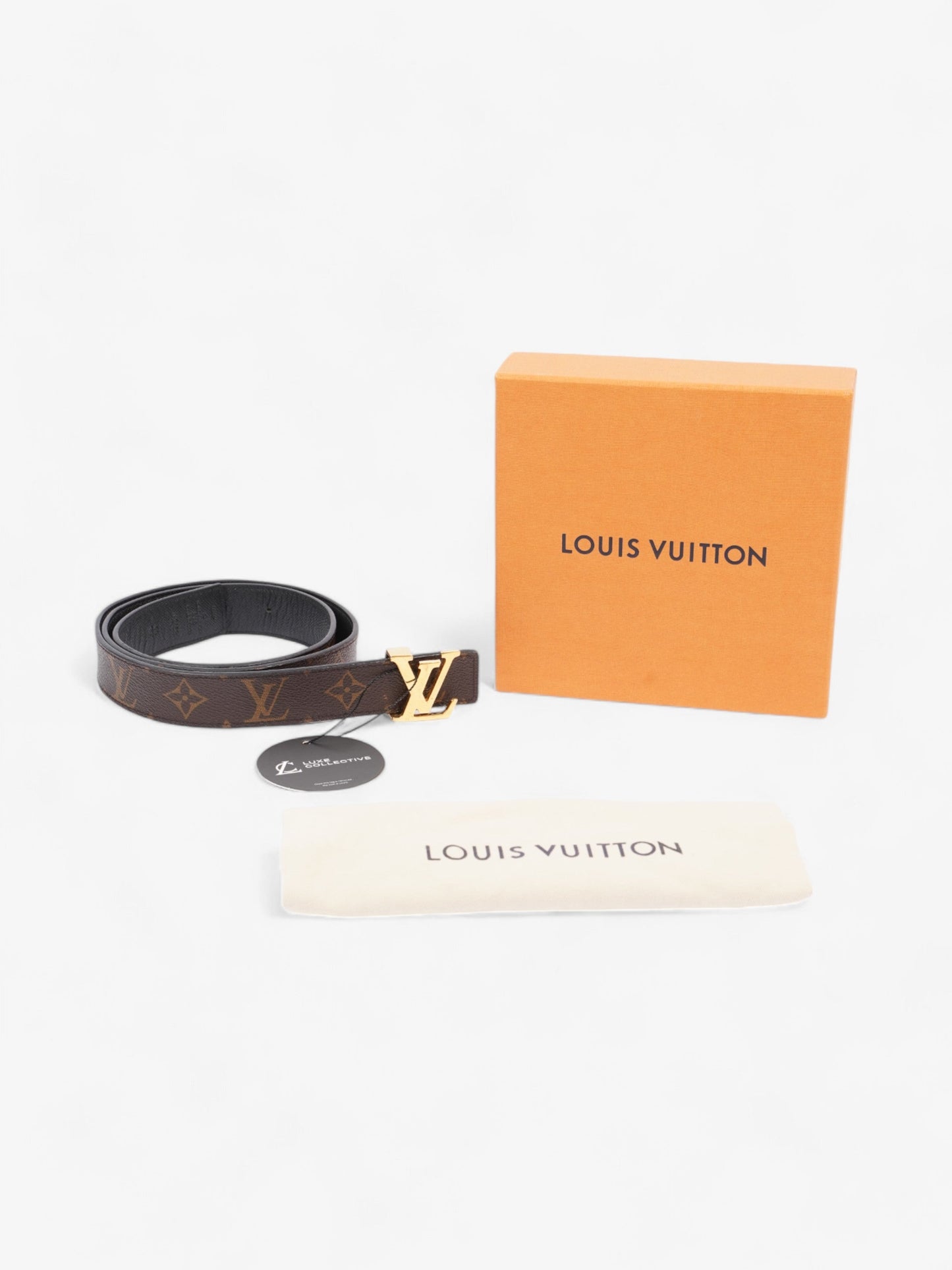 Louis Vuitton LV Initiales Reversible Belt Monogram / Black / Gold Canvas 90cm / 36"