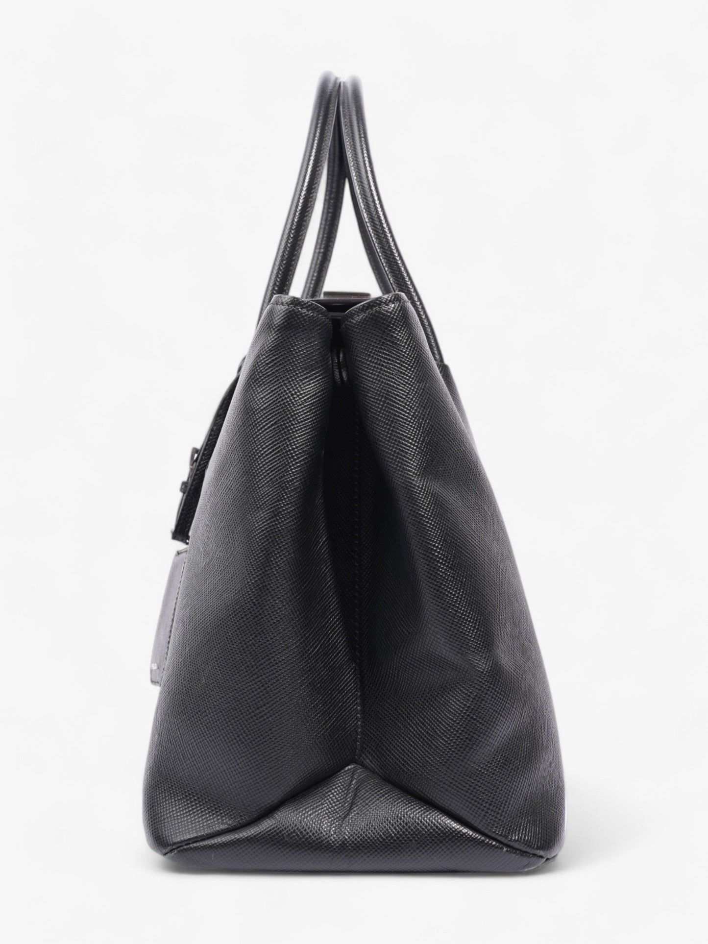 Prada Turnlock Twin Tote Black Saffiano Leather