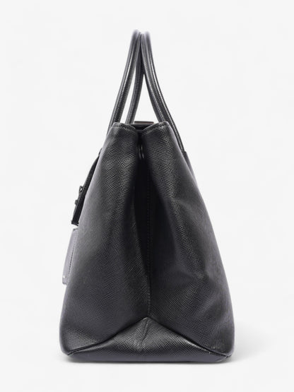 Prada Turnlock Twin Tote Black Saffiano Leather