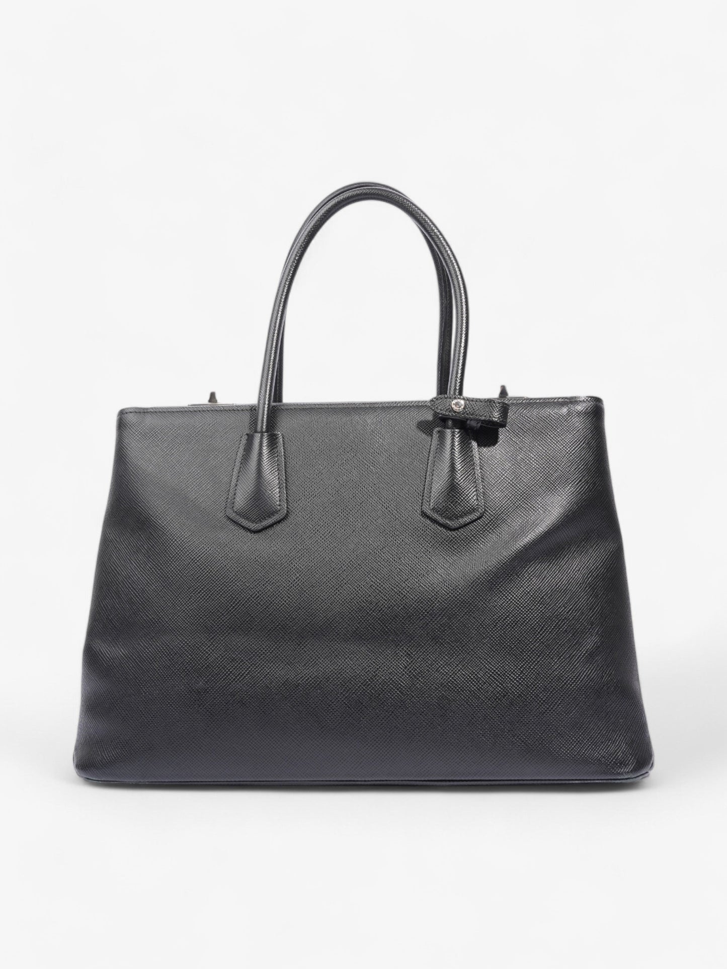 Prada Turnlock Twin Tote Black Saffiano Leather