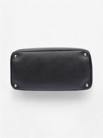 Prada Turnlock Twin Tote Black Saffiano Leather