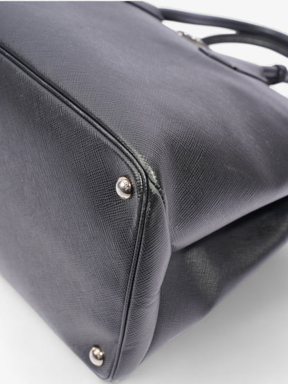 Prada Turnlock Twin Tote Black Saffiano Leather