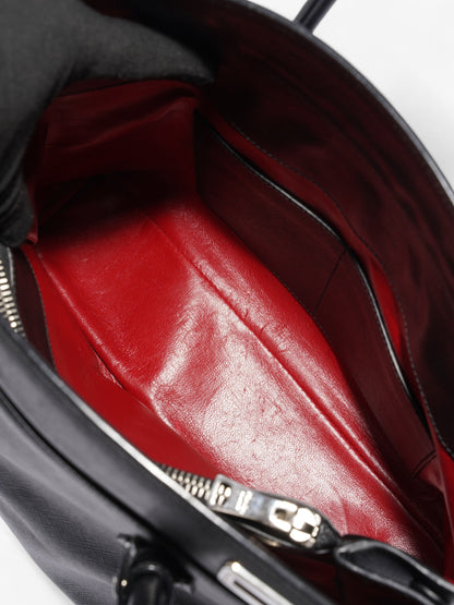 Prada Turnlock Twin Tote Black Saffiano Leather