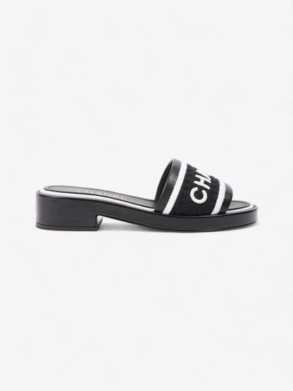 Chanel CC Mule Sandal 15mm Black / White Tweed EU 37 UK 4