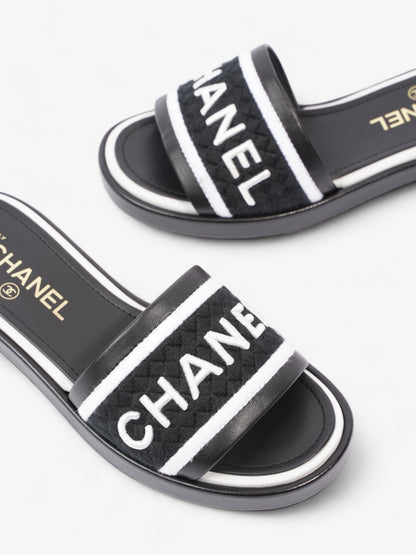 Chanel CC Mule Sandal 15mm Black / White Tweed EU 37 UK 4
