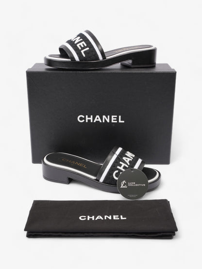 Chanel CC Mule Sandal 15mm Black / White Tweed EU 37 UK 4