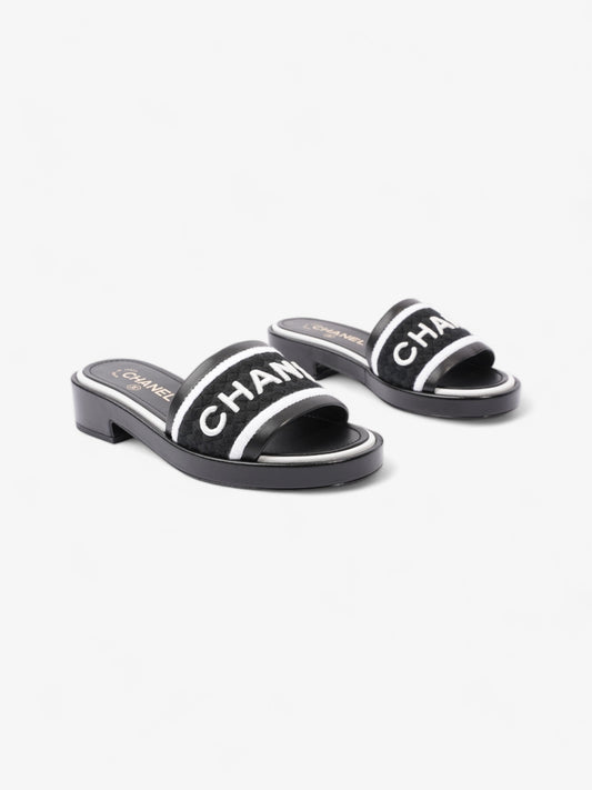 Chanel CC Mule Sandal 15mm Black / White Tweed EU 37 UK 4