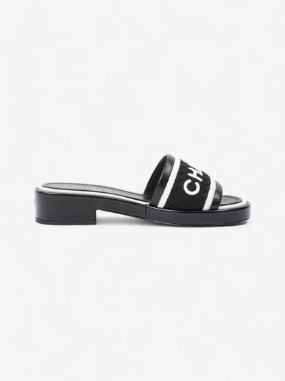 Chanel CC Mule Sandal 15mm Black / White Tweed EU 37 UK 4