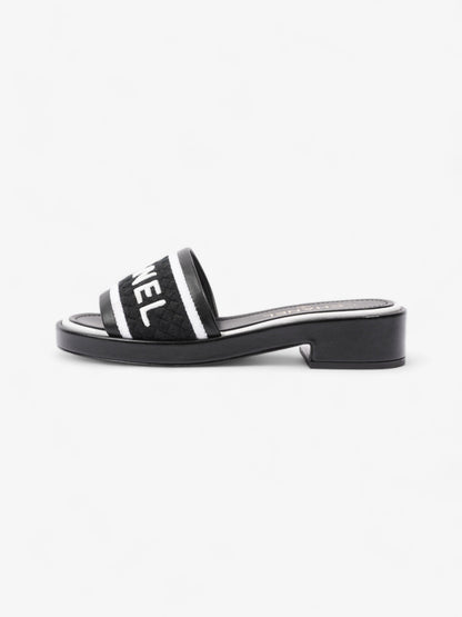 Chanel CC Mule Sandal 15mm Black / White Tweed EU 37 UK 4