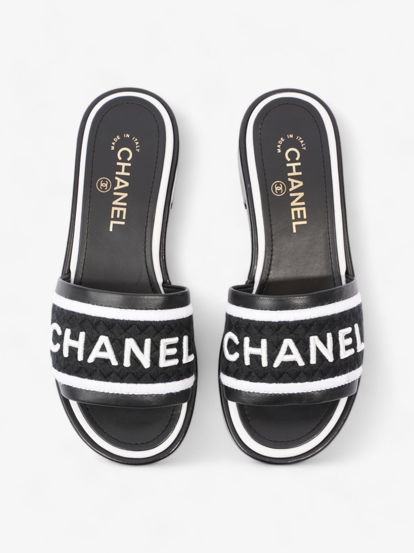 Chanel CC Mule Sandal 15mm Black / White Tweed EU 37 UK 4