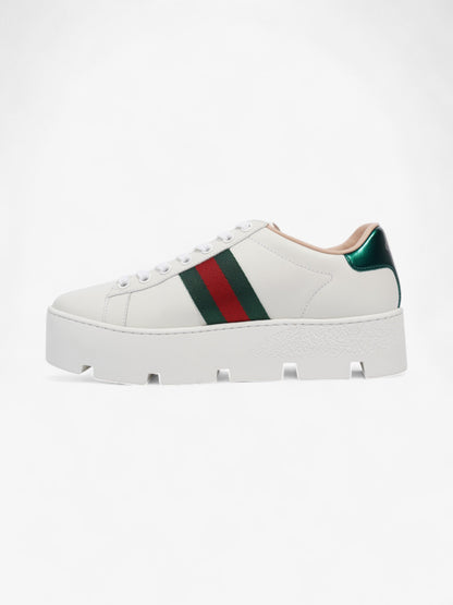 Gucci Ace Platform Sneakers White  / Green / Red Leather EU 35.5 UK 2.5