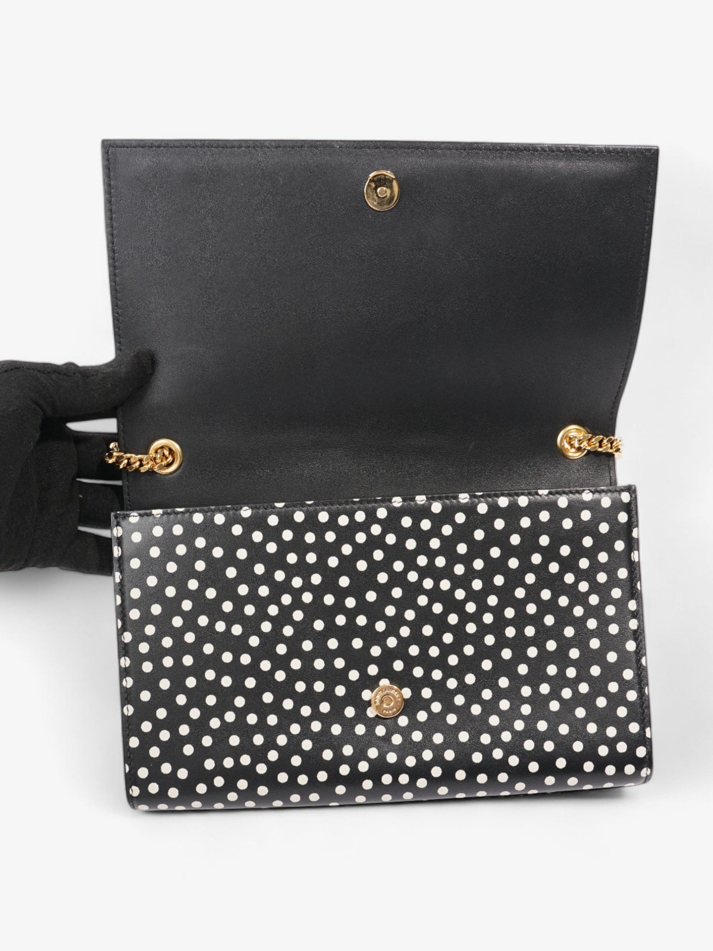 Saint Laurent Kate Black / White Leather Medium