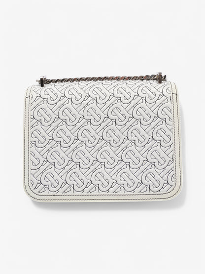 Burberry TB Chain Bag Optic White / Black Lambskin Leather Small