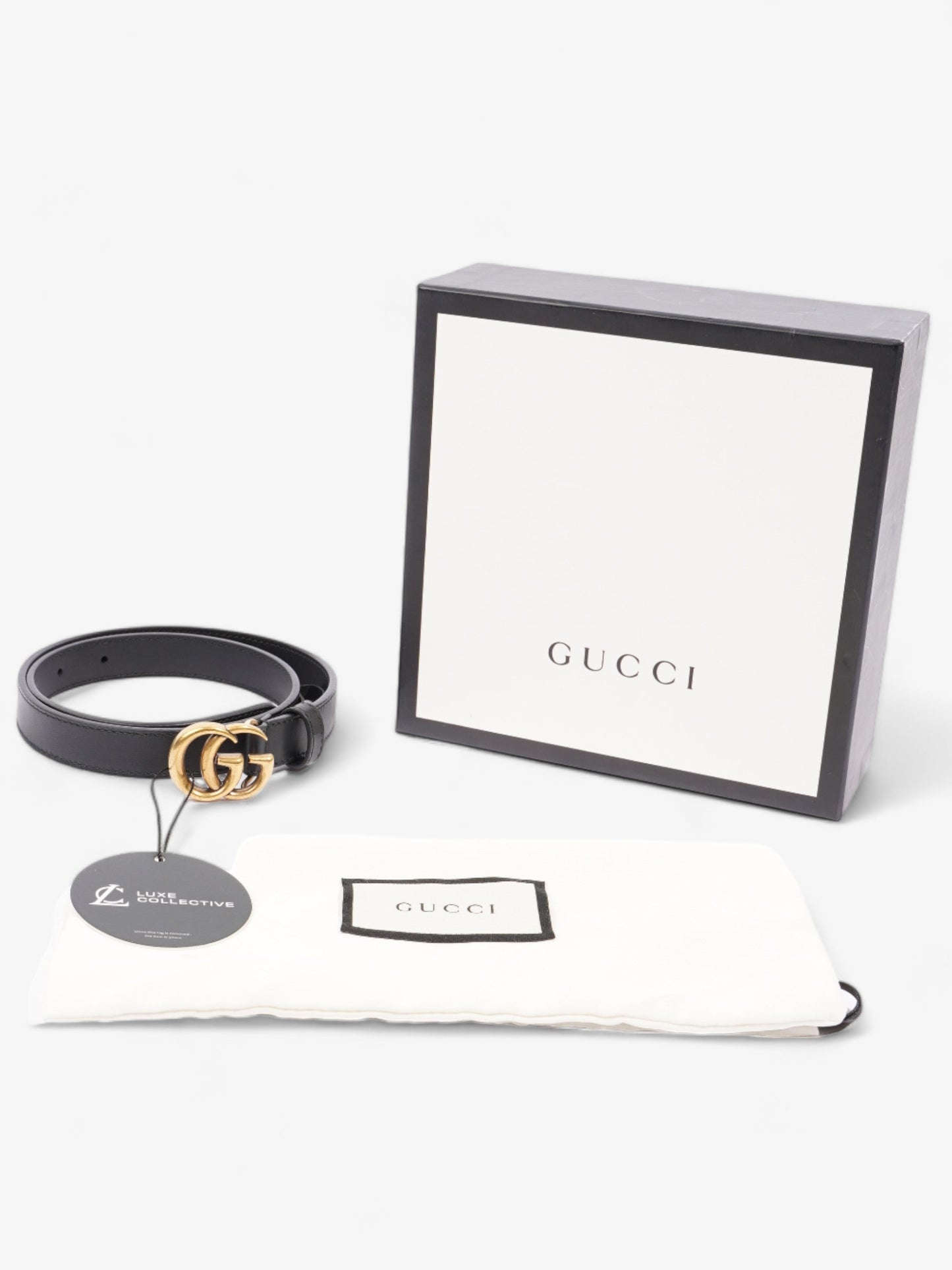 Gucci GG Marmont Thin Belt Black Leather 65cm / 26"