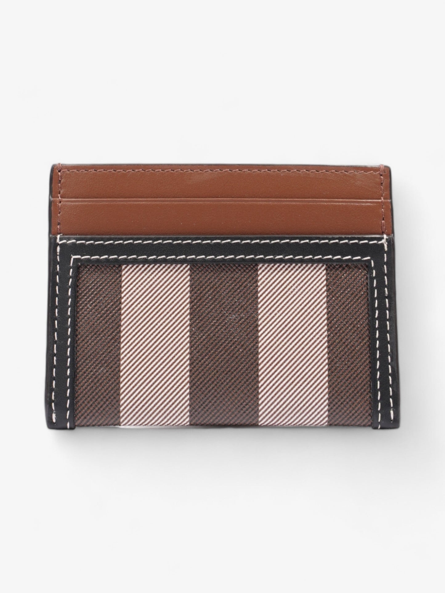 Burberry Check Card Case Dark Birch Brown / Black Coated Canvas