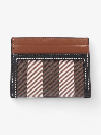 Burberry Check Card Case Dark Birch Brown / Black Coated Canvas