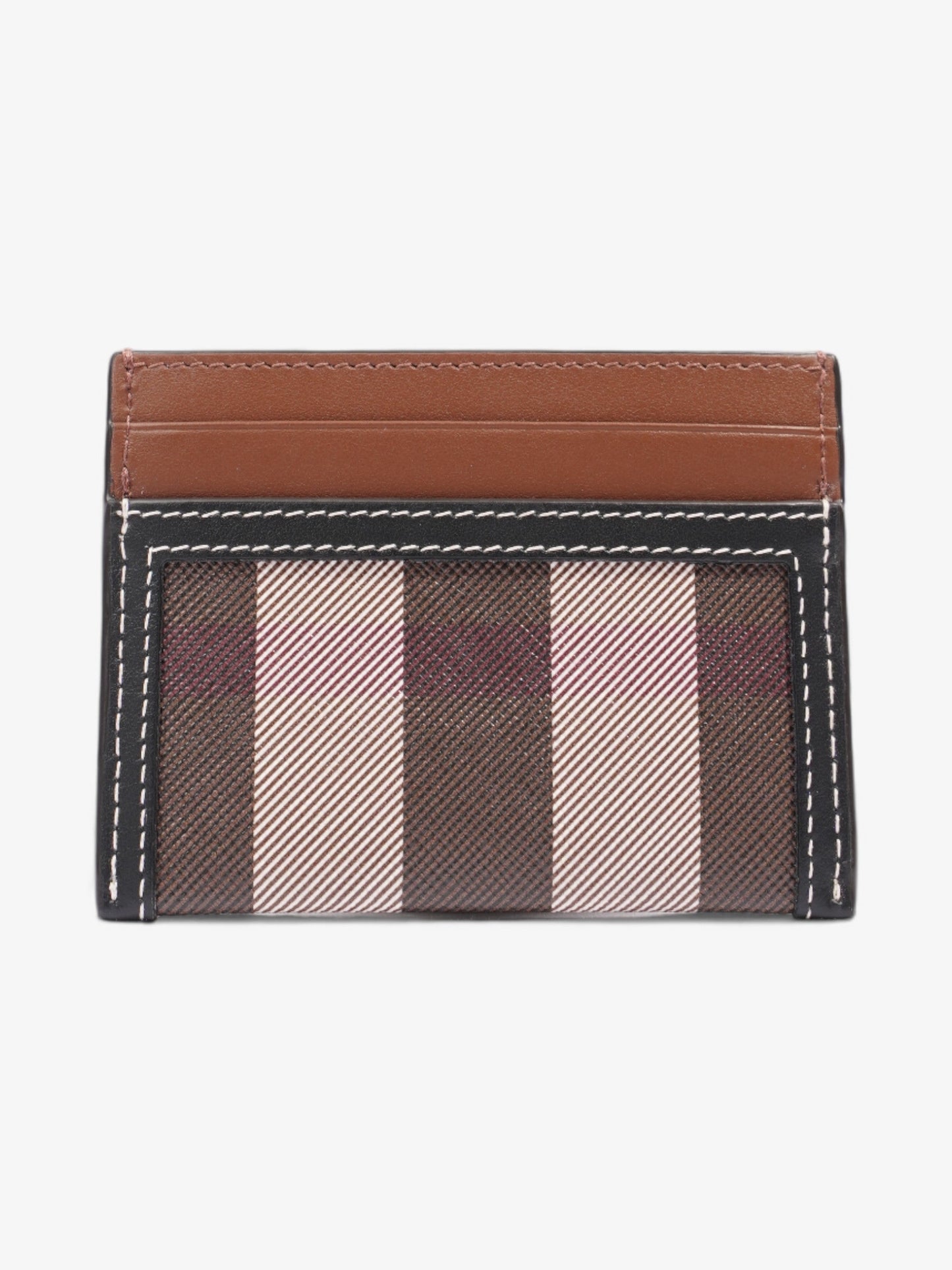 Burberry Check Card Case Dark Birch Brown / Black Coated Canvas
