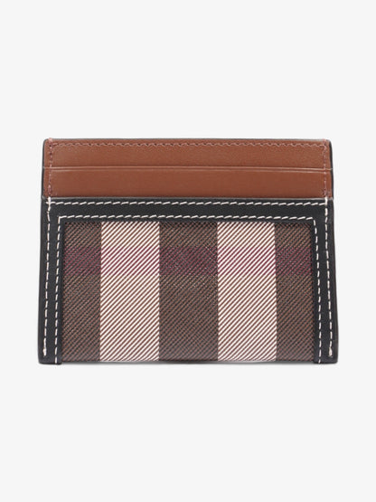 Burberry Check Card Case Dark Birch Brown / Black Coated Canvas