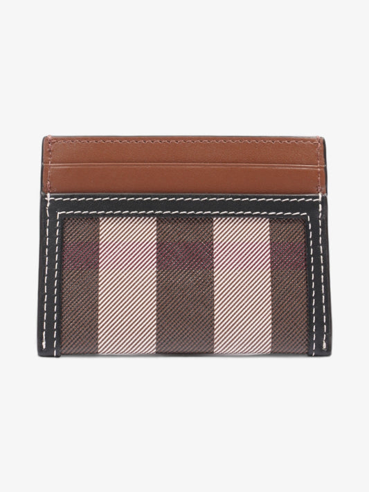 Burberry Check Card Case Dark Birch Brown / Black Coated Canvas