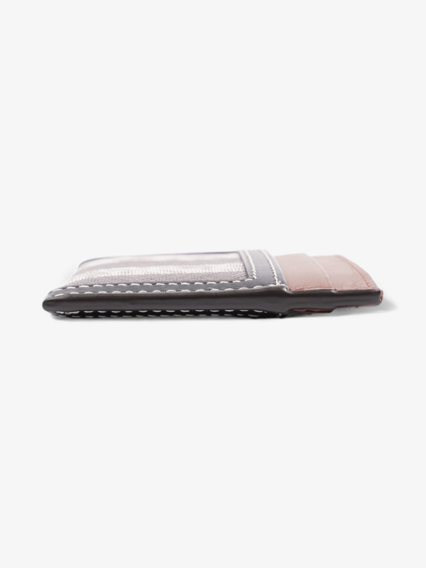 Burberry Check Card Case Dark Birch Brown / Black Coated Canvas