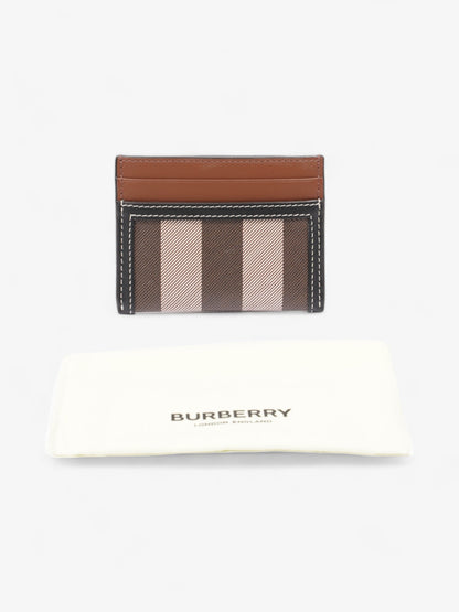 Burberry Check Card Case Dark Birch Brown / Black Coated Canvas