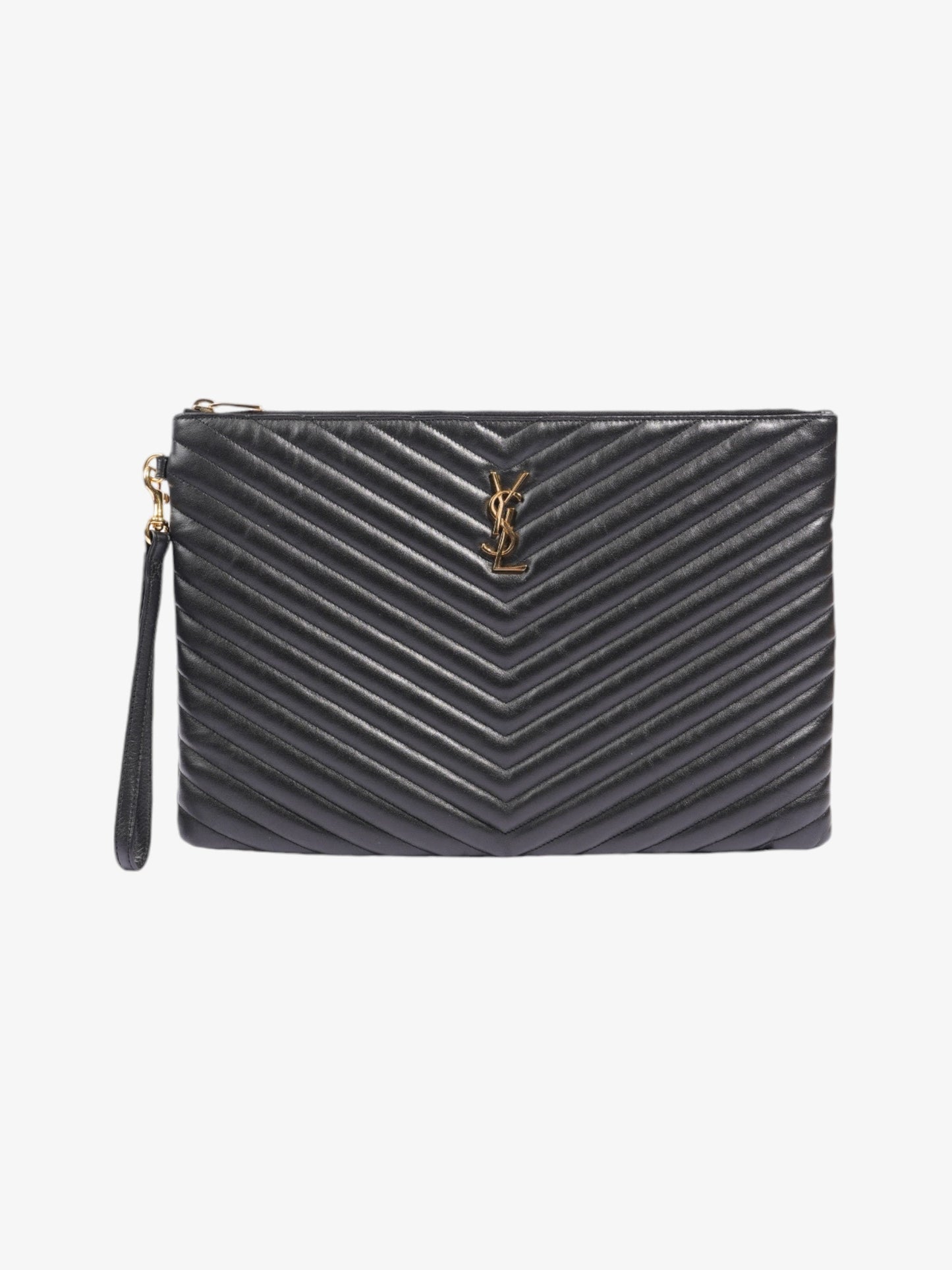 Saint Laurent Cassandre Wristlet Black Matelasse Leather