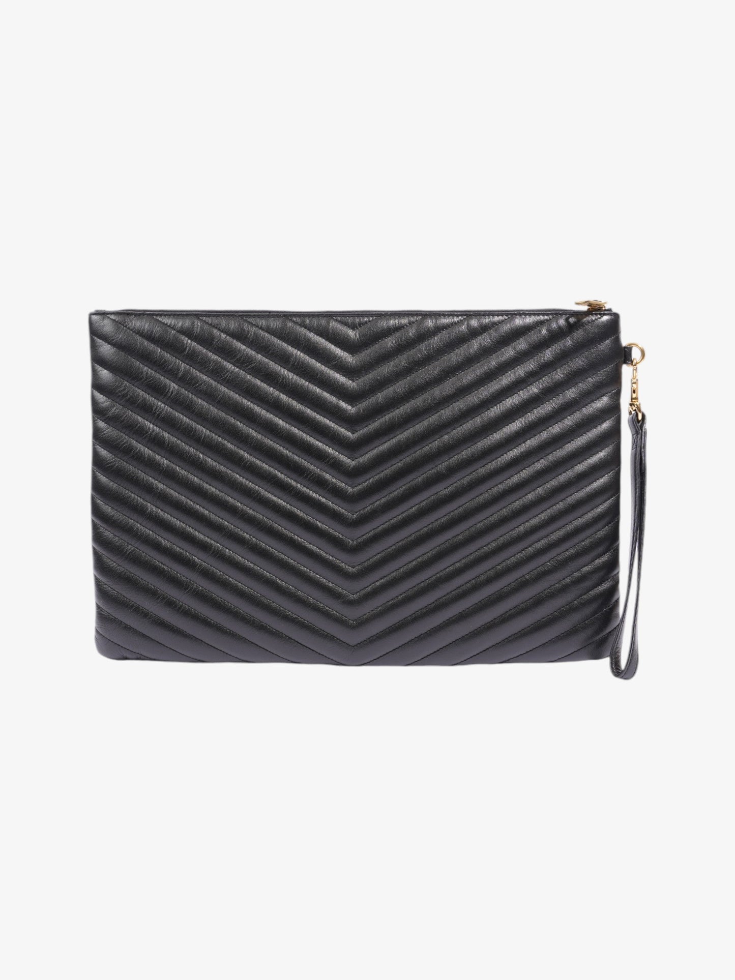 Saint Laurent Cassandre Wristlet Black Matelasse Leather