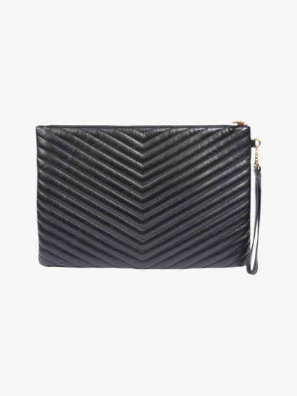 Saint Laurent Cassandre Wristlet Black Matelasse Leather