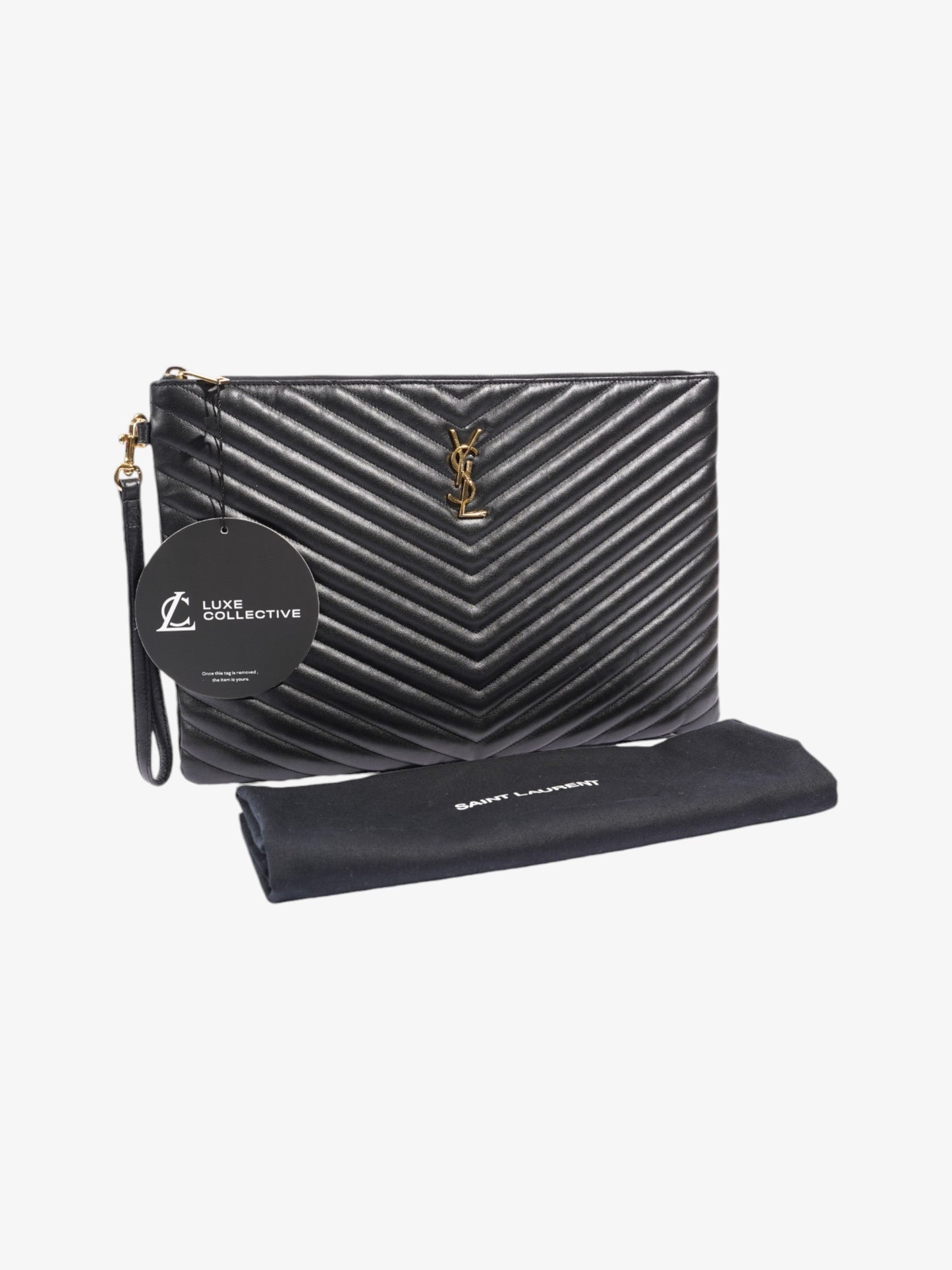 Saint Laurent Cassandre Wristlet Black Matelasse Leather
