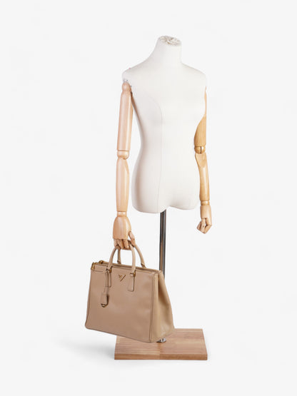 Prada Double Zip Galleria Beige Saffiano Leather