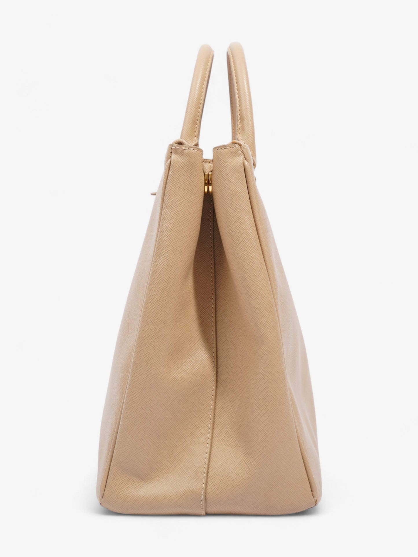 Prada Double Zip Galleria Beige Saffiano Leather