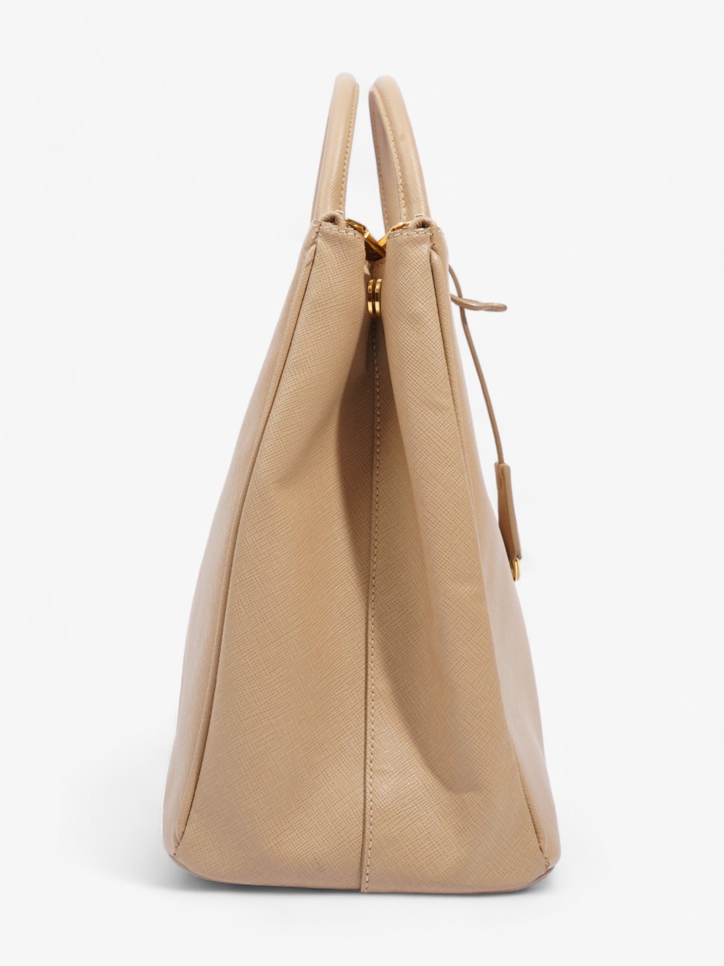 Prada Double Zip Galleria Beige Saffiano Leather