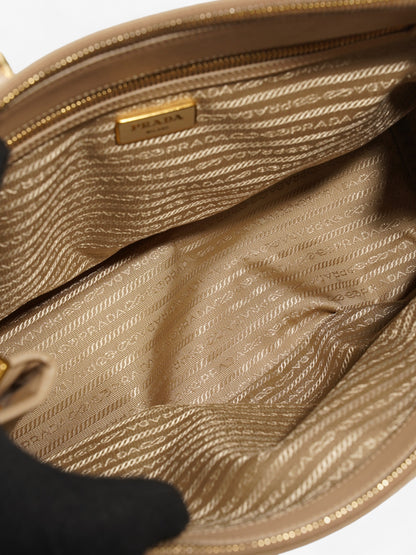 Prada Double Zip Galleria Beige Saffiano Leather