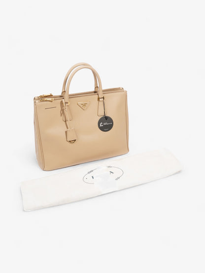 Prada Double Zip Galleria Beige Saffiano Leather