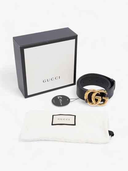 Gucci GG Marmont 2015 Re-Edition Wide Belt Black / Gold Leather 85cm / 34"