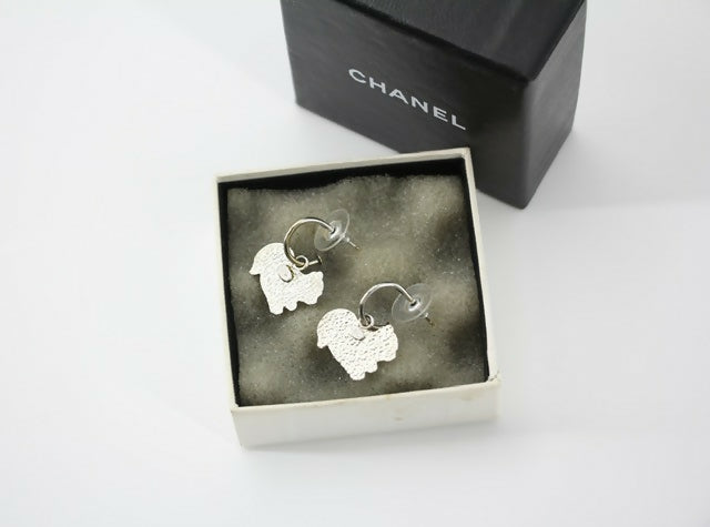 Chanel Vintage 03P & 05A Enamel White Squirrel Earrings