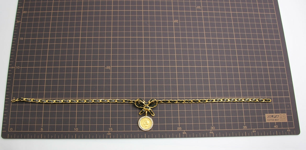 Chanel Vintage 96P Mrs Coco Gold-plated Leather Chain Necklace