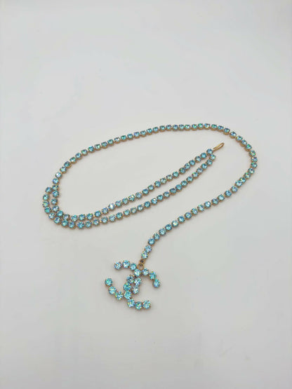 Chanel Vintage Barbie 1995P Baby Blue Iridescent Dangle Belt