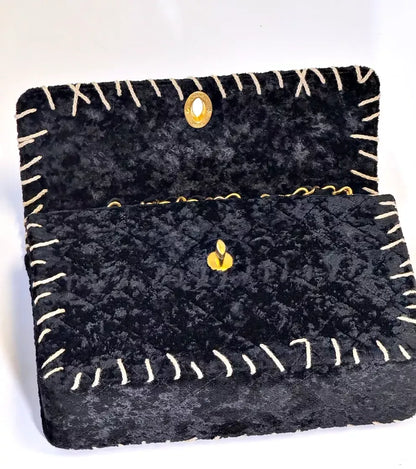Chanel Vintage 1993 Black Velvet Whipstitch Flap Bag