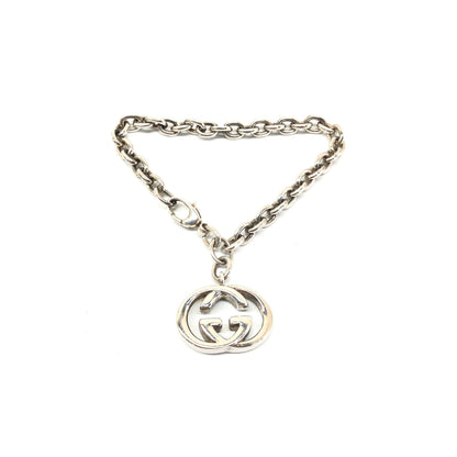 Gucci Interlocking GG Logo Charm Sterling Silver Bracelet