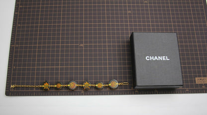 Chanel Vintage 98A Acrylic Dark Brown Turtle and Camellia Tortoise Shell Style Bracelet