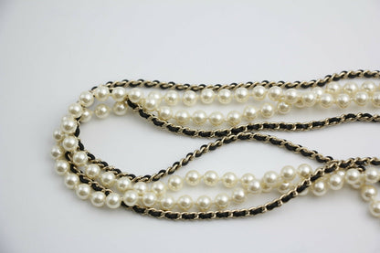Chanel B21S Imitation Pearl Charm Mini Flap Handbag Leather Chain Long Necklace
