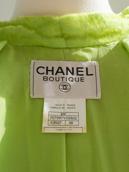 Chanel Vintage S/S1997 Green Sequin Embellished Velvet Dress Gown Jacket 97P Set